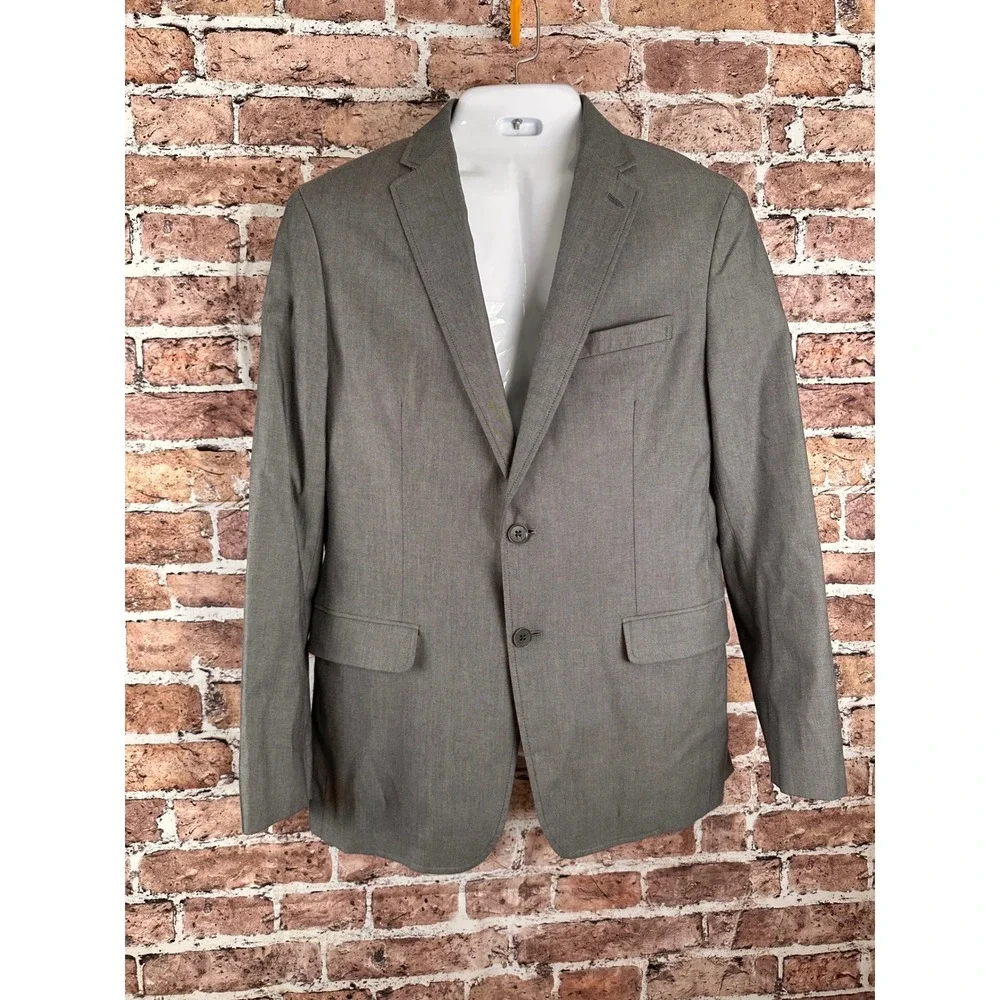 Banana Republic Men's 40R Modern Slim Fit Grey Cotton Blend 2 Button Blazer